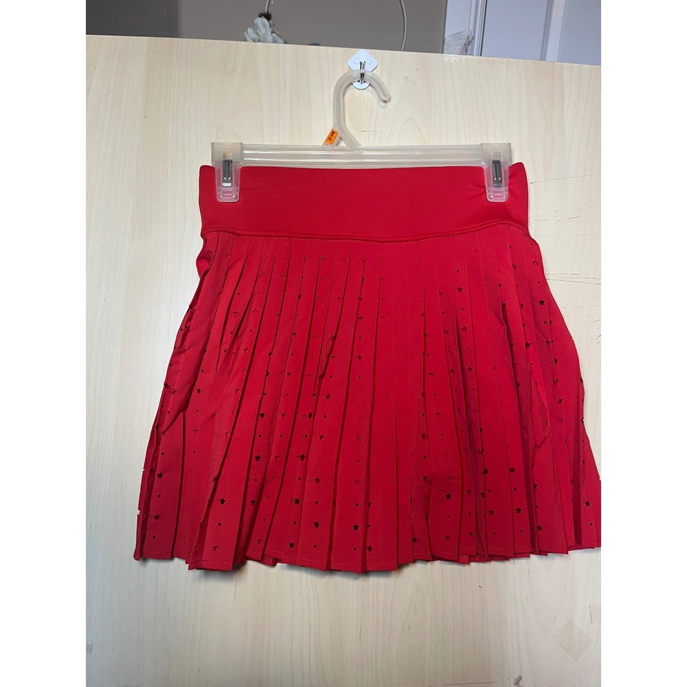 Thrive Societe Red Star Laser Cut Pleated Tennis Skort XS FM7249063T  NWT